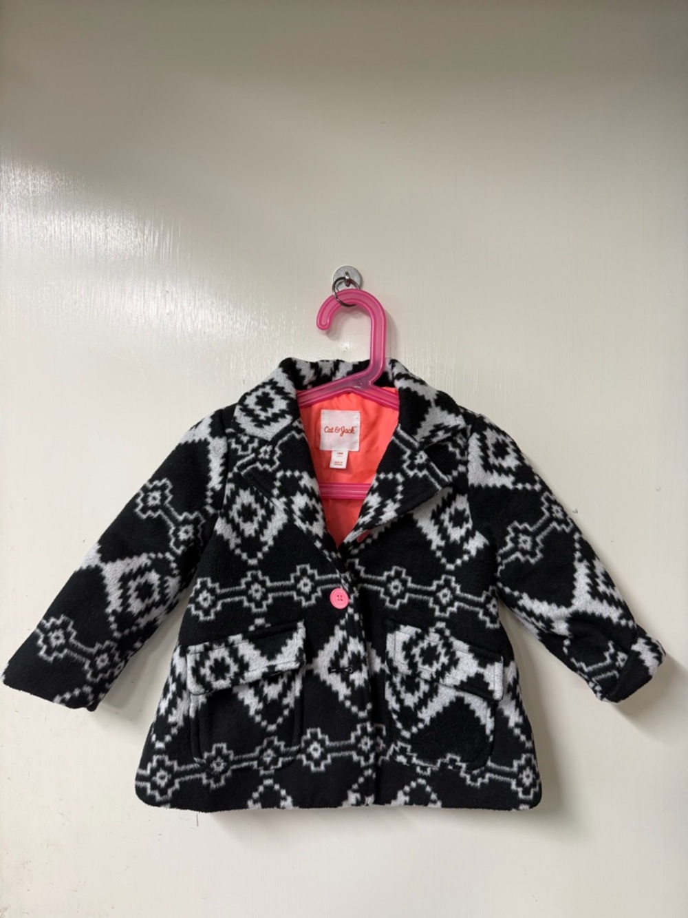 Cat & Jack Black and White Patterned Pea Coat